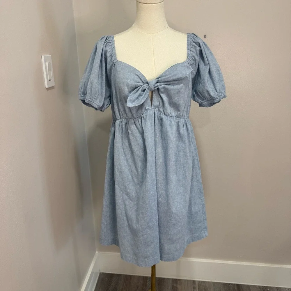 Lost‎ + Wander Blue Puff Sleeve Dress